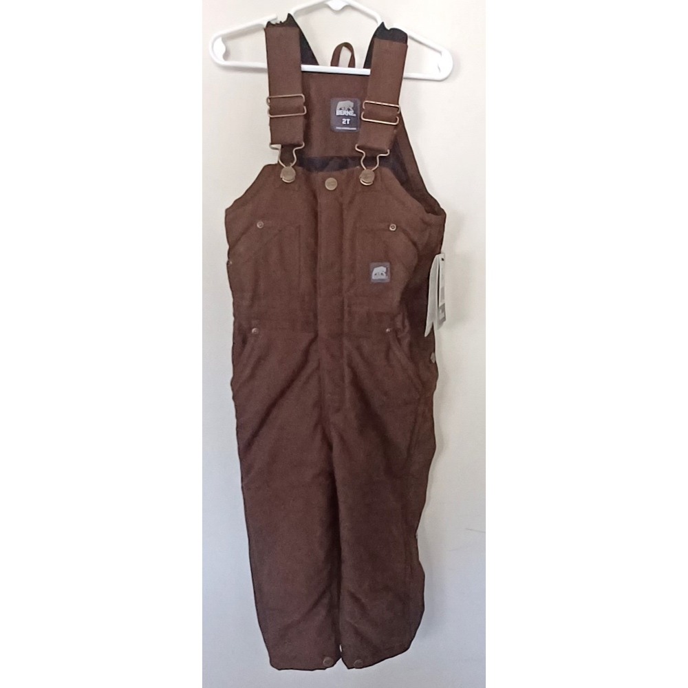 Berne NWT Bib Overalls Toddler 2T Brown Insulated Quilt Lined Workwear BB21TBB